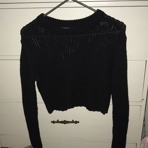 Black crochet long sleeve crop top. Size small.